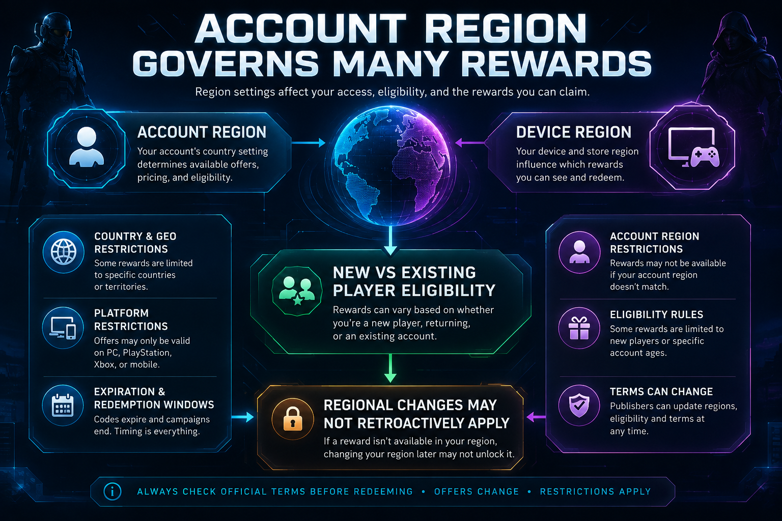 Account-region vs. device-region mismatch flow.